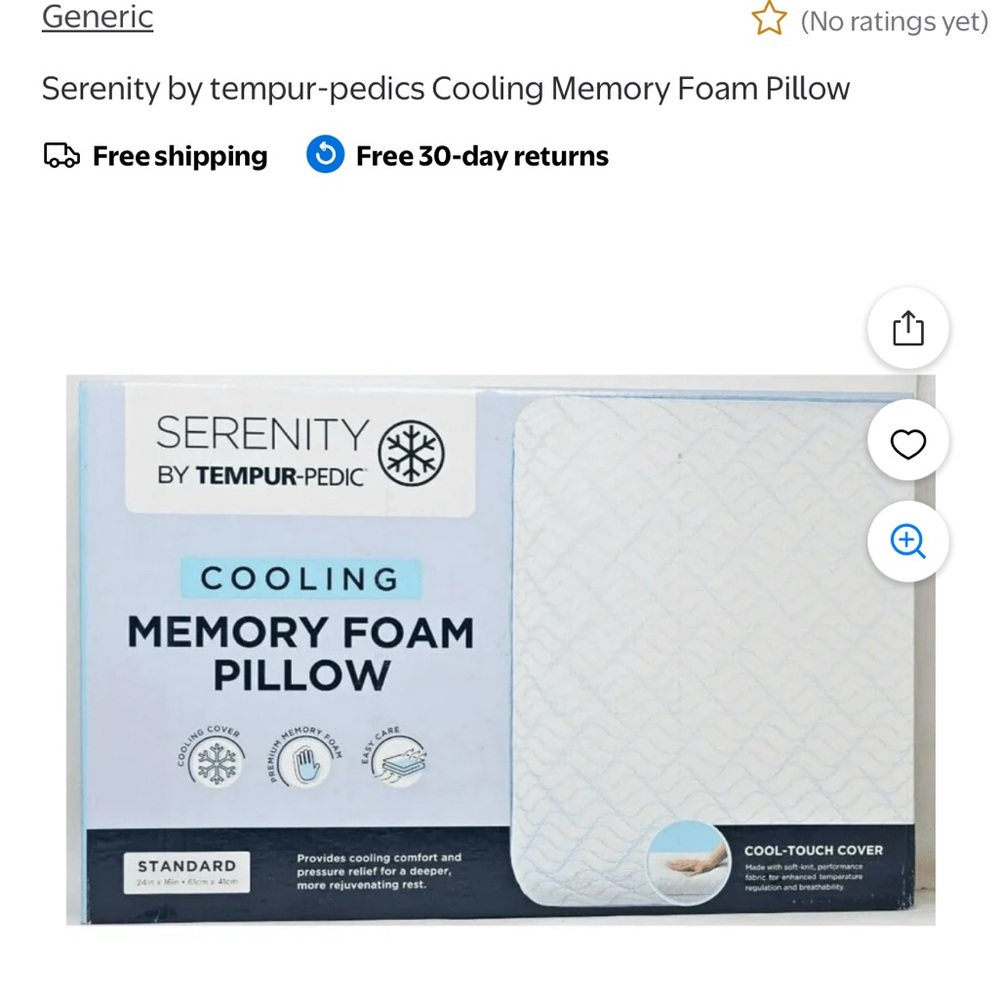 Tempur-Pedic Cooling Memory Foam Pillow - Picture 7 of 9